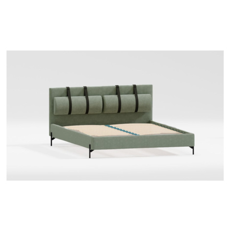 Zelená čalúnená dvojlôžková posteľ s roštom 180x200 cm Tulsa – Ropez