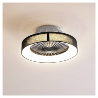 Stropný ventilátor Lindby LED Mace, čierny, tichý, Ø 47 cm