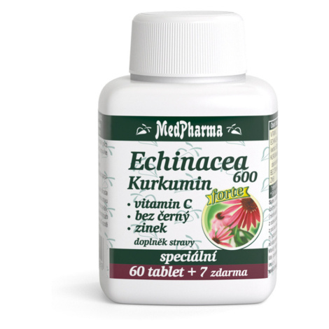 MEDPHARMA Echinacea 600 Forte + kurkumín + vitamín C + bez čierny + zinok 67 tabliet