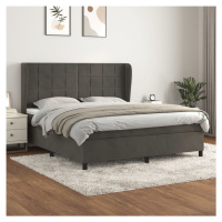 vidaXL Posteľný rám boxspring s matracom tmavosivý 160x200 cm zamat