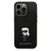 Karl Lagerfeld Liquid Silicone Metal Ikonik Zadný Kryt pre iPhone 15 Pro Black