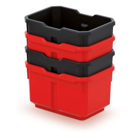 Sada úložných boxů 4 ks TITANIO 15,6 x 11 x 19,5 cm černo-červená Prosperplast
