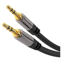 PremiumCord tienený kábel stereo Jack 3,5mm M/M HQ čierny 1,5m