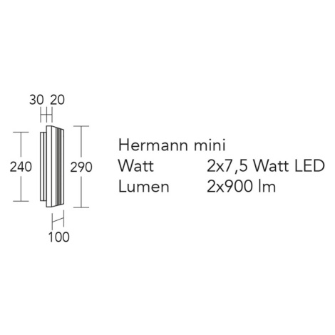 Nástenné svietidlo HerzBlut LED Hermann mini, olejovaný dub, stmievateľné