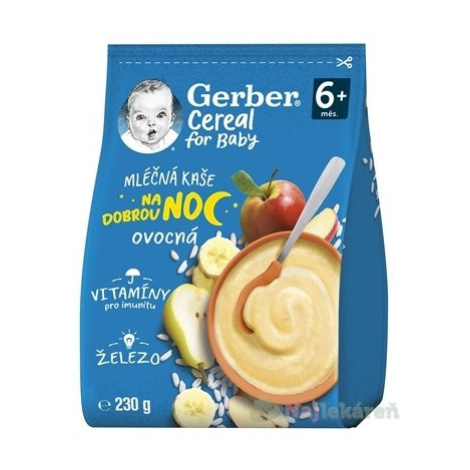 Gerber Cereal Mliečna KAŠA Dobrú noc Ovocná (od ukonč. 6. mesiaca) 230 g
