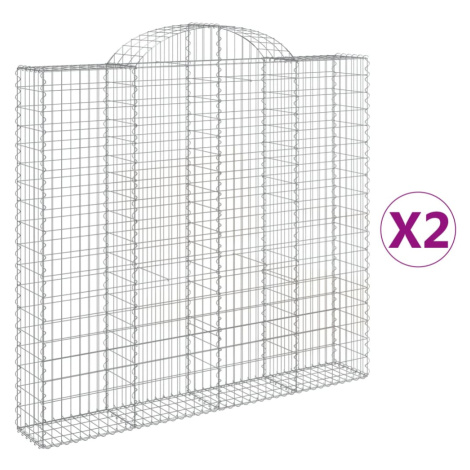 vidaXL Oblúkové gabiónové koše 2ks 200x30x180/200cm pozinkované železo