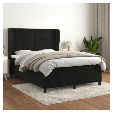 vidaXL Posteľný rám boxspring s matracom čierny 140x200 cm zamat