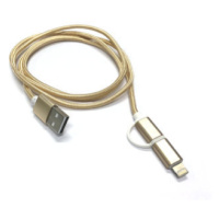Crono kábel prepojovací USB 2.0/ micro USB + Lightning, 1m, zlatý