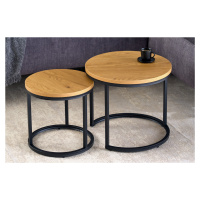 Estila Set dvoch dizajnových okrúhlych konferenčných stolíkov Nadja v industriálnom štýle z kovu