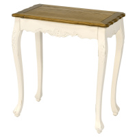 Estila Provensálsky vyrezávaný príručný stolík Preciosa z masívneho dreva v krémovo bielej farbe