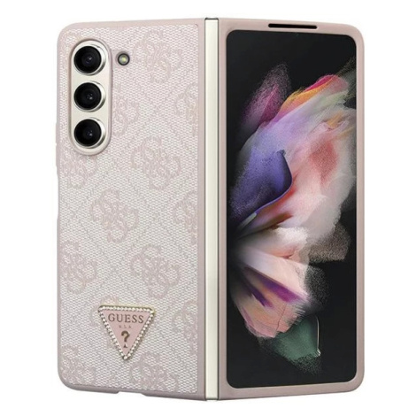 Kryt Guess GUHCZFD5P4TDPP F946 Z Fold 5 pink hardcase Leather 4G Triangle Strass (GUHCZFD5P4TDPP