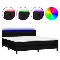 vidaXL Posteľ boxsping s matracom a LED čierna 160x200 cm látka