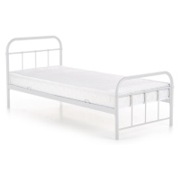 HALMAR Linda 90 kovová jednolôžková posteľ s roštom biela