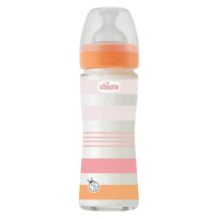 CHICCO Fľaša dojčenská sklo Well-being silikón 240ml dievča