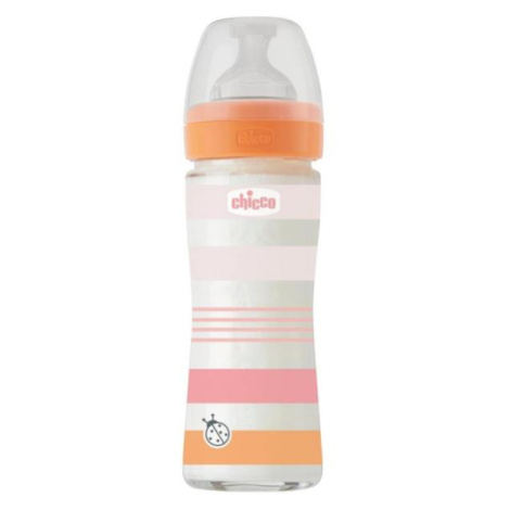 CHICCO Fľaša dojčenská sklo Well-being silikón 240ml dievča