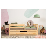 Detská posteľ z borovicového dreva s úložným priestorom v prírodnej farbe 90x140 cm Mila CPD – A