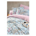 Modro-ružové predĺžené štvordielne obliečky na dvojlôžko s plachtou 160x220 cm Floral – Mila Hom