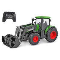 Kids Globe R/C traktor zelený 27cm s predným nakladačom na batérie so svetlom 2,4GHz