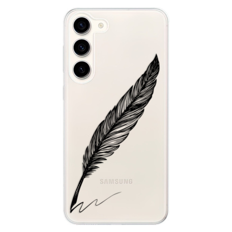 Odolné silikónové puzdro iSaprio - Writing By Feather - black - Samsung Galaxy S23+ 5G