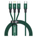 Kábel Baseus Rapid Series 3-in-1 cable USB-C For M+L+T 20W 1.5m (Green )