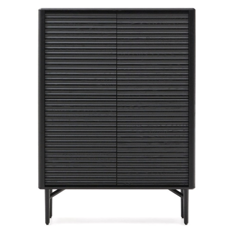 Čierna skrinka v dekore duba 104,5x144x40 cm Lenon – Kave Home
