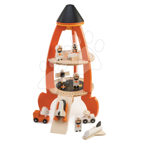 Drevená raketa s kozmonautami Cosmic rocket Tender Leaf Toys 11-dielna súprava