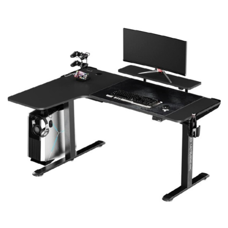 ULTRADESK Herný stôl WINGER - čierny, 111x155x60 cm, 75-122 cm, elektricky nastaviteľná výška, R