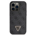 Guess PU 4G Strass Triangle Metal Logo Zadný Kryt + Crossbody Popruh pre iPhone 15 Pro Max Black