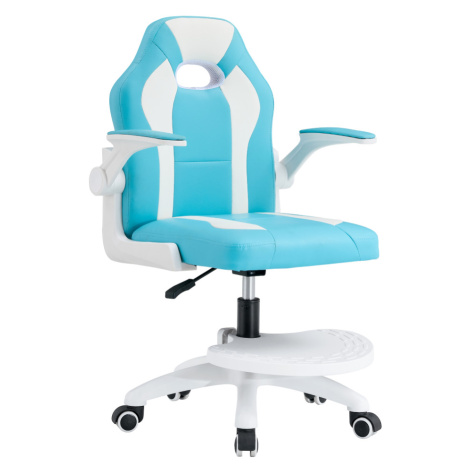 Otočná stolička s podnožou, modrá/biela, RAMIL Tempo Kondela