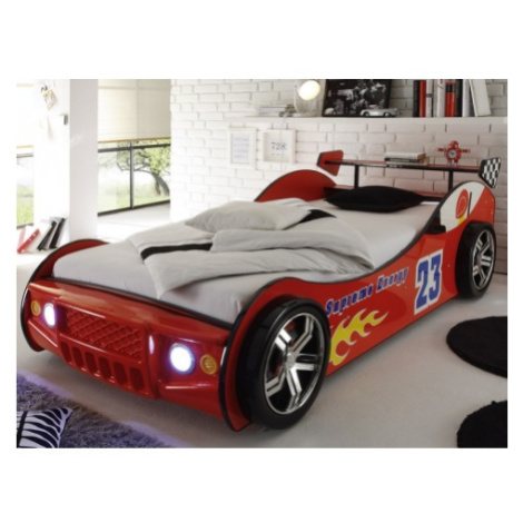 Detská pretekárska posteľ Energy 90x200 cm, červené auto s osvetlením% Asko