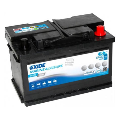 EXIDE Dual AGM 70Ah Autobatéria 12V, 760A , EP600