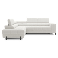 Krémovobiela rozkladacia/s úložným priestorom rohová pohovka z textílie buklé (ľavý roh/do L) Fe