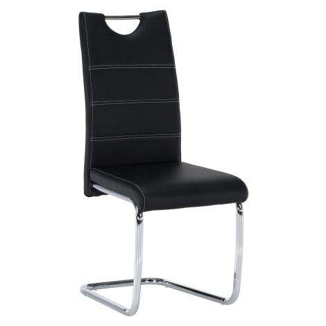 Jedálenská stolička, čierna/svetlé šitie, ABIRA NEW Tempo Kondela
