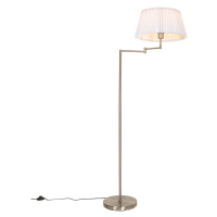 Oceľová stojaca lampa s bielym skladaným tienidlom a nastaviteľným ramenom - Ladas Deluxe