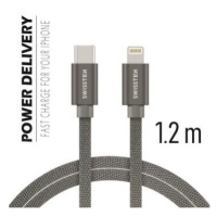 Swissten dátový kábel USB C/lightning 1,2 m strieborný