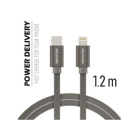 Swissten dátový kábel USB C/lightning 1,2 m strieborný