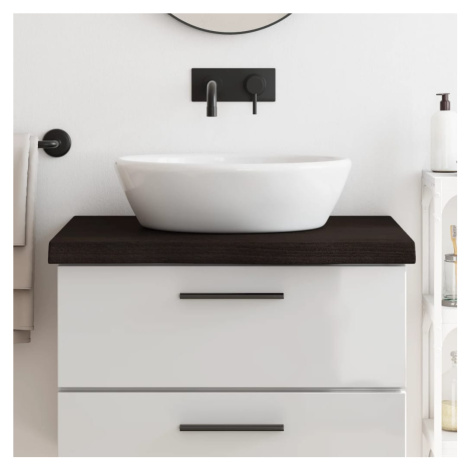 vidaXL Kúpeľňová doska tmavohnedá 80x60x(2-6) cm ošetrený masív