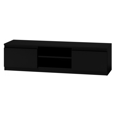 Televizní stolek DELUKO s dřevěnou policí 140 cm černý mat