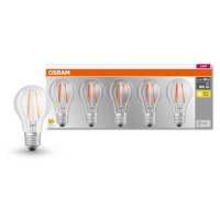 Osram LED žiarovka Base Classic A60, E27, 6,5 W, 806 lm, 2700 K, číra, 5 ks