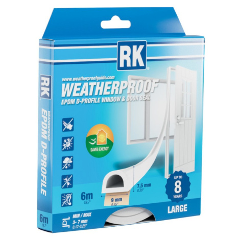 Tesnenie okien a dverí EPDM – D-profil, biela 6 m
