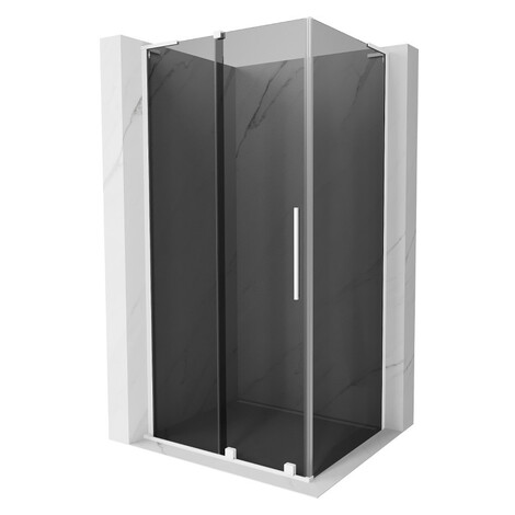MEXEN/S - Velar L sprchovací kút, posuvné dvere 120 x 75, grafit, biela 871-120-075-43-20