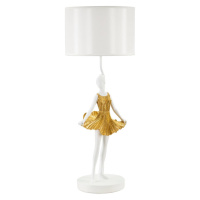 Stolová lampa s textilným tienidlom v bielo-zlatej farbe (výška 90,5 cm) Dancer – Mauro Ferretti