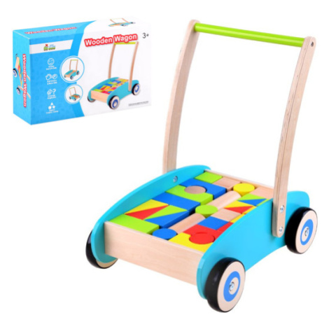 mamido  Detský drevený vozík s kockami