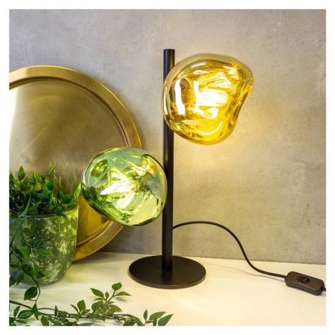 Stolná lampa Canopus zlatá/zelená výška 40 cm 2-svetelné sklo E14 Eco-Light