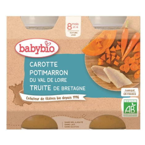 BABYBIO Mrkva a tekvica so pstruhom (2x 200 g) - mäsovo-zeleninový príkrm