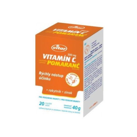 VITAR Vitamín C 300 mg + rakytník + zinok s pomarančovou príchuťou 20 vreciek Vitar Veteriane