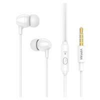 Káblové stereo slúchadlá, 3,5 mm, mikrofón, tlačidlo nahrávania, Vipfan M16, biele