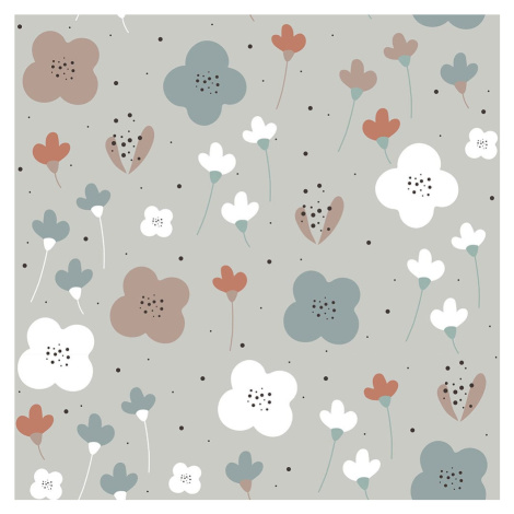DEKORNIK Simple Olschood Graphic Flower Pattern Gray - Tapeta