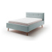 Svetlomodrá čalúnená dvojlôžková posteľ s úložným priestorom s roštom 140x200 cm Lotte - Meise M