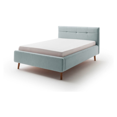 Svetlomodrá čalúnená dvojlôžková posteľ s úložným priestorom s roštom 140x200 cm Lotte - Meise M Meise Möbel